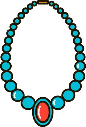 Elegant Turquoise Beaded Necklace with Crimson Pendant Jewelry Clipart Design