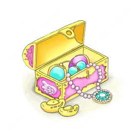 Enchanting Pastel Jewelry Treasure Chest Clipart with Pearls and Gems