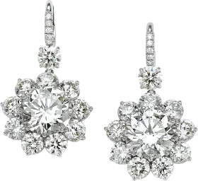 Exquisite Diamond Starburst Earrings Clipart with Radiant Crystal Clusters