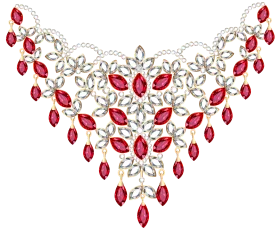 Exquisite Ruby and Diamond Statement Necklace Jewelry Clipart Design