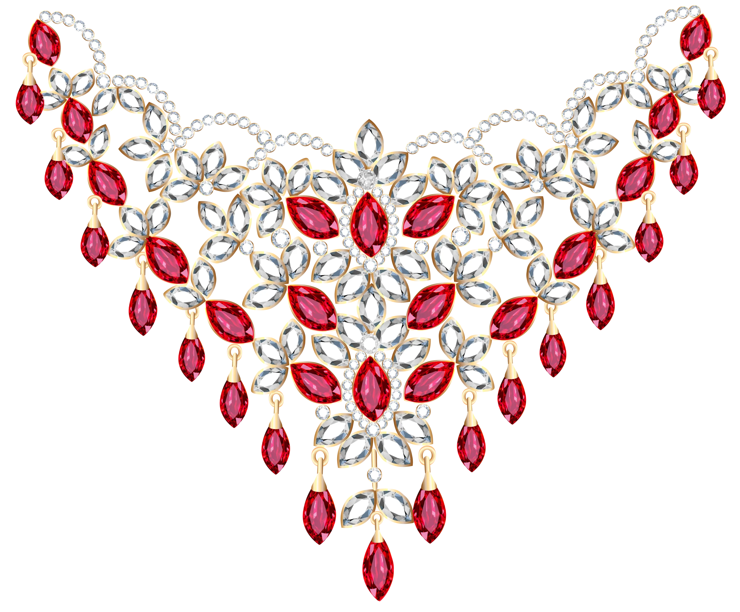 Exquisite Ruby and Diamond Statement Necklace Jewelry Clipart Design