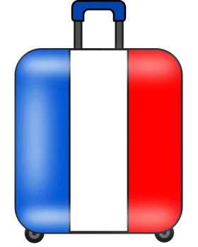 French Flag Inspired Rolling Suitcase Clipart Design with Patriotic Colors