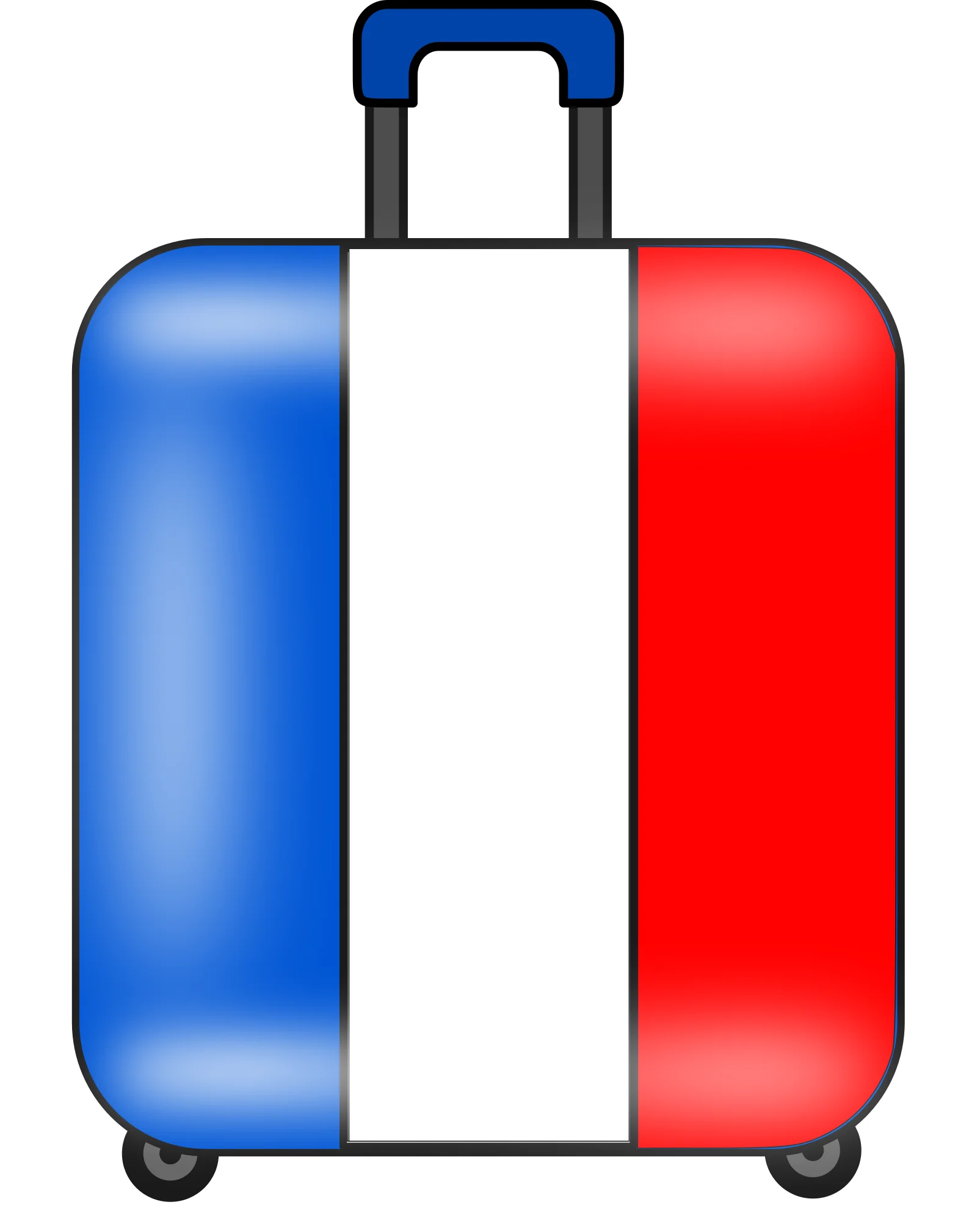 French Flag Inspired Rolling Suitcase Clipart Design with Patriotic Colors