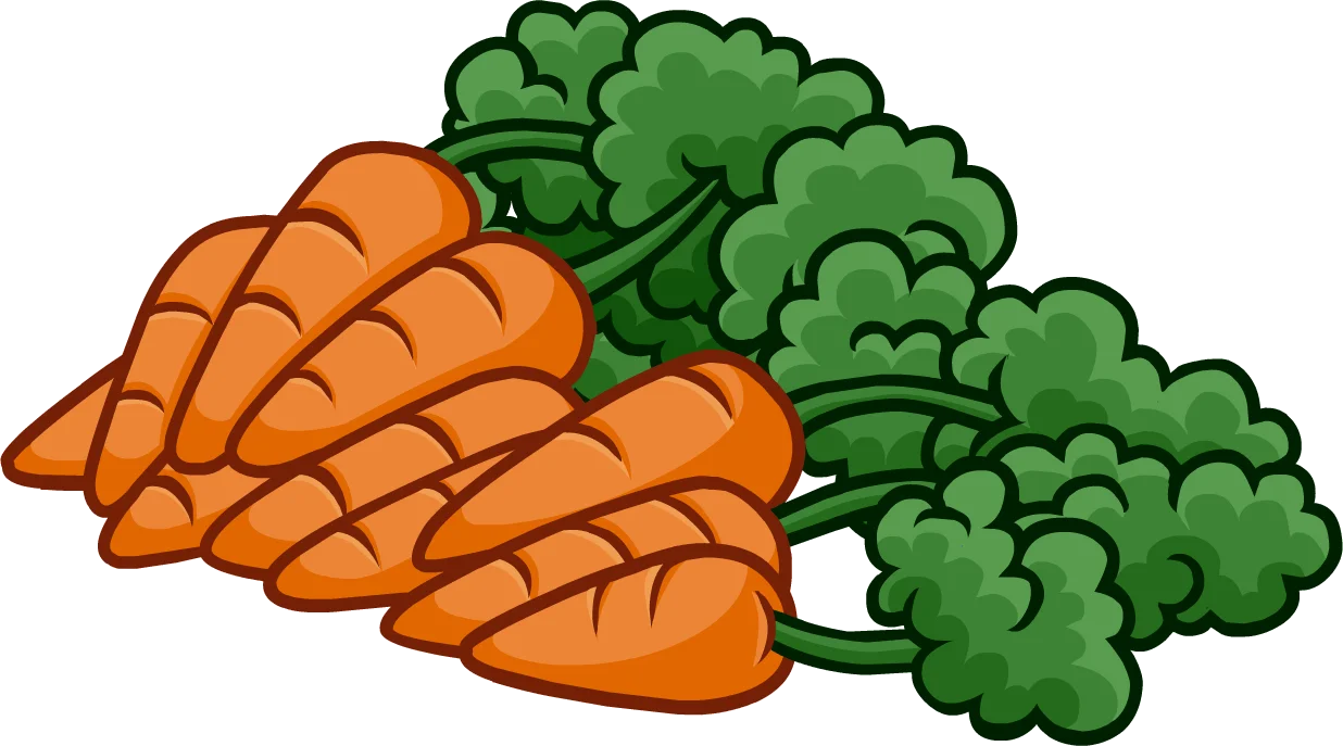 Fresh Garden Harvest Clipart: Crisp Carrots and Lush Broccoli Illustration