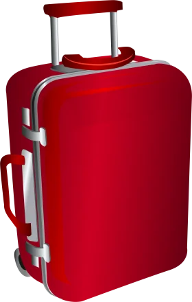 Glossy Red Travel Companion: Rolling Suitcase Clipart with Sleek Design