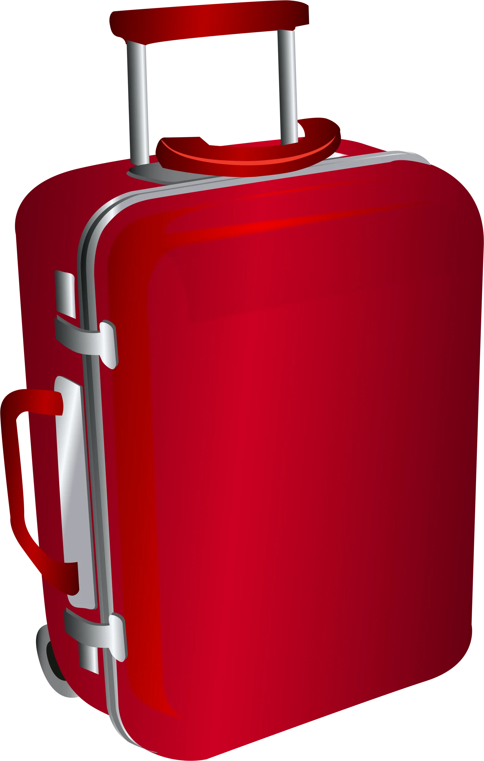 Glossy Red Travel Companion: Rolling Suitcase Clipart with Sleek Design