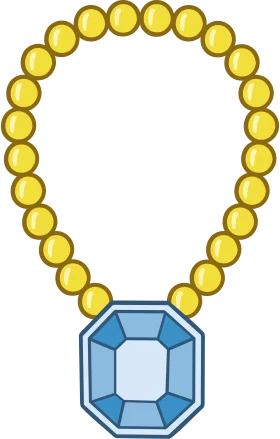 Golden Beaded Necklace with Blue Geometric Pendant Clipart Design