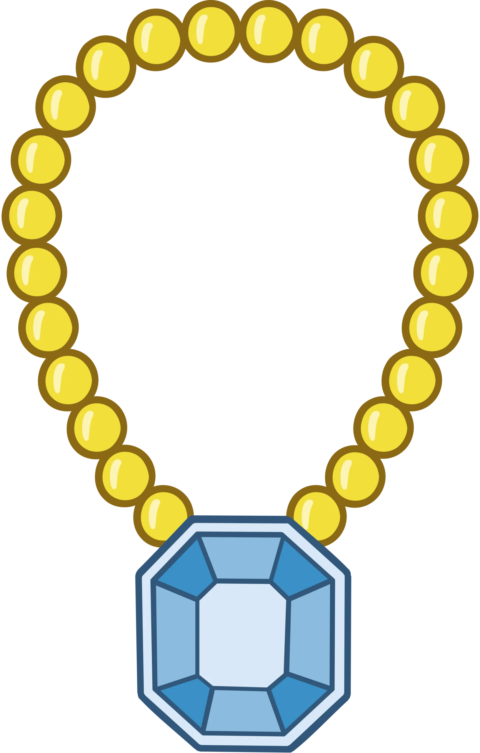 Golden Beaded Necklace with Blue Geometric Pendant Clipart Design