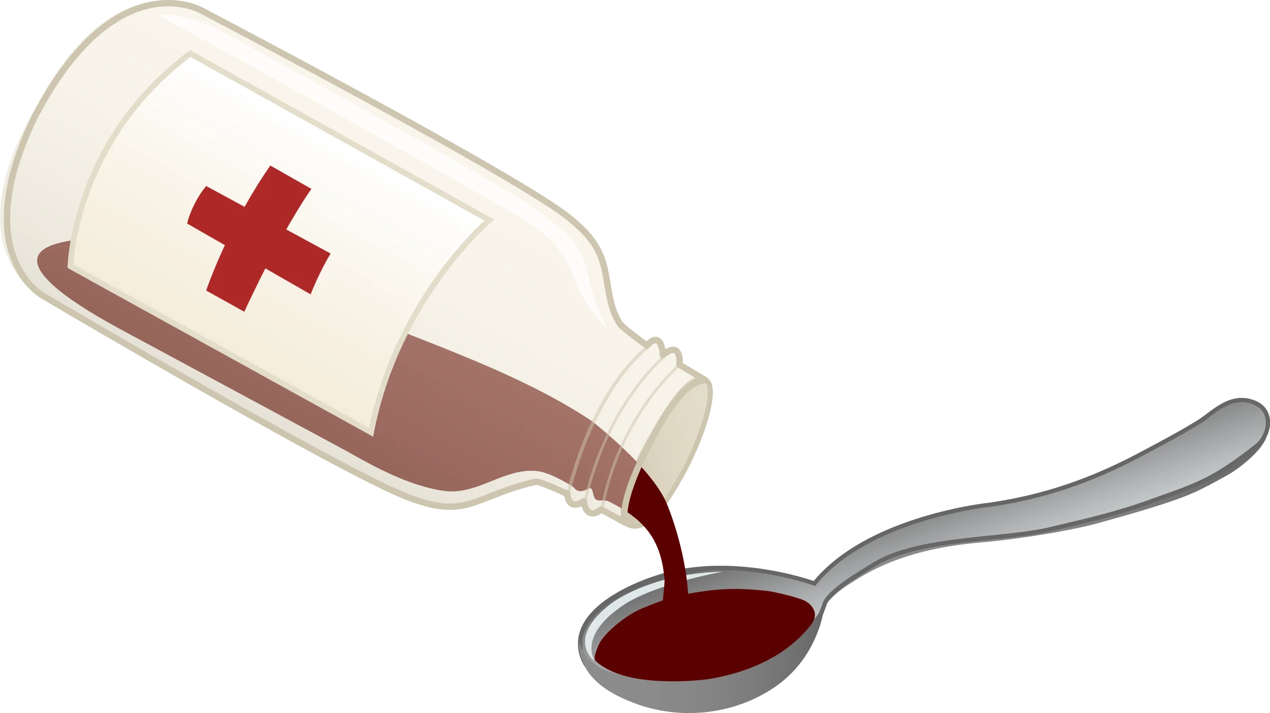 Medical Liquid Medicine Bottle and Spoon Pouring Syrup Clipart Illustration