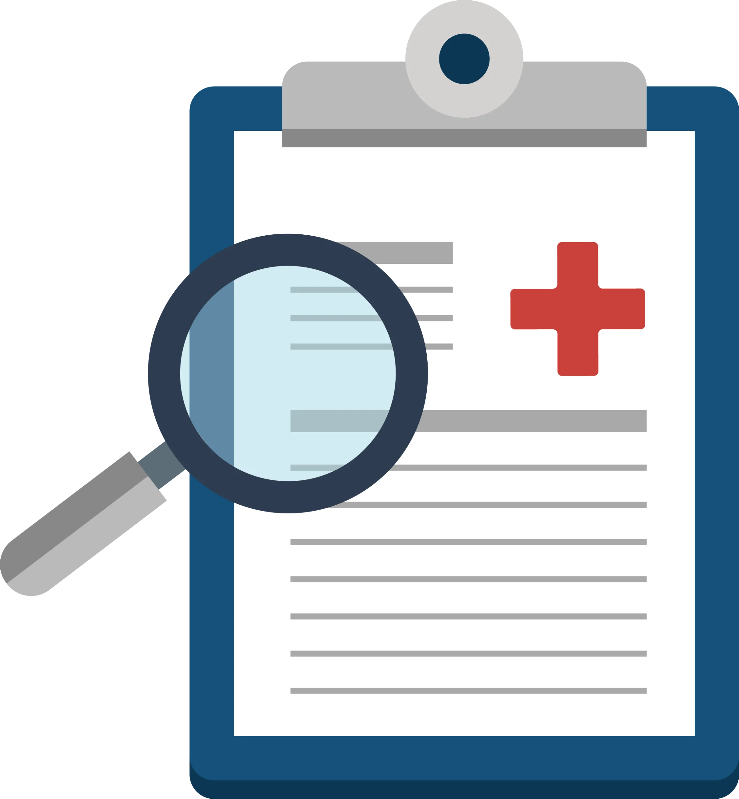 Medical Record Clipboard Examination Clipart with Magnifying Glass Icon