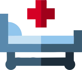 Minimalist Hospital Bed Clipart with Red Medical Cross Symbol