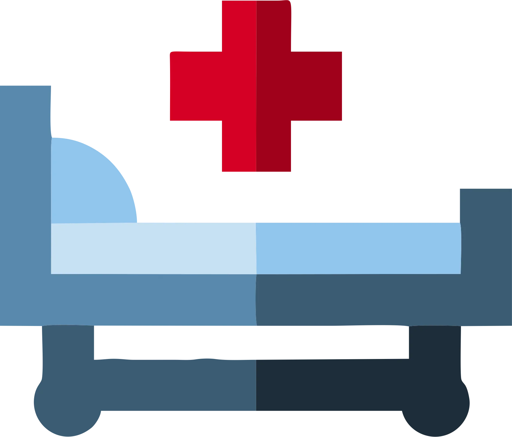 Minimalist Hospital Bed Clipart with Red Medical Cross Symbol