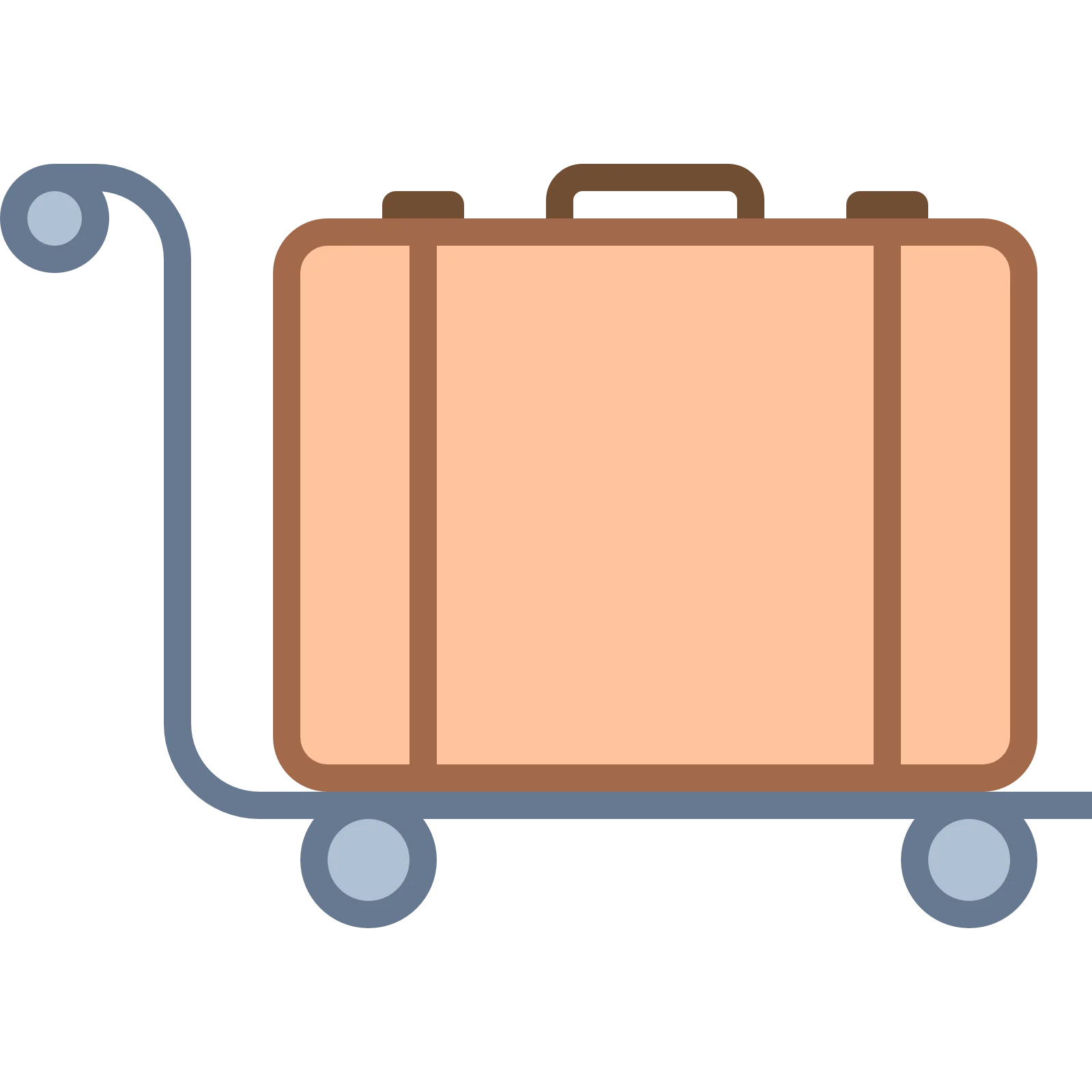 Minimalist Pastel Suitcase on Wheeled Cart Luggage Clipart Illustration
