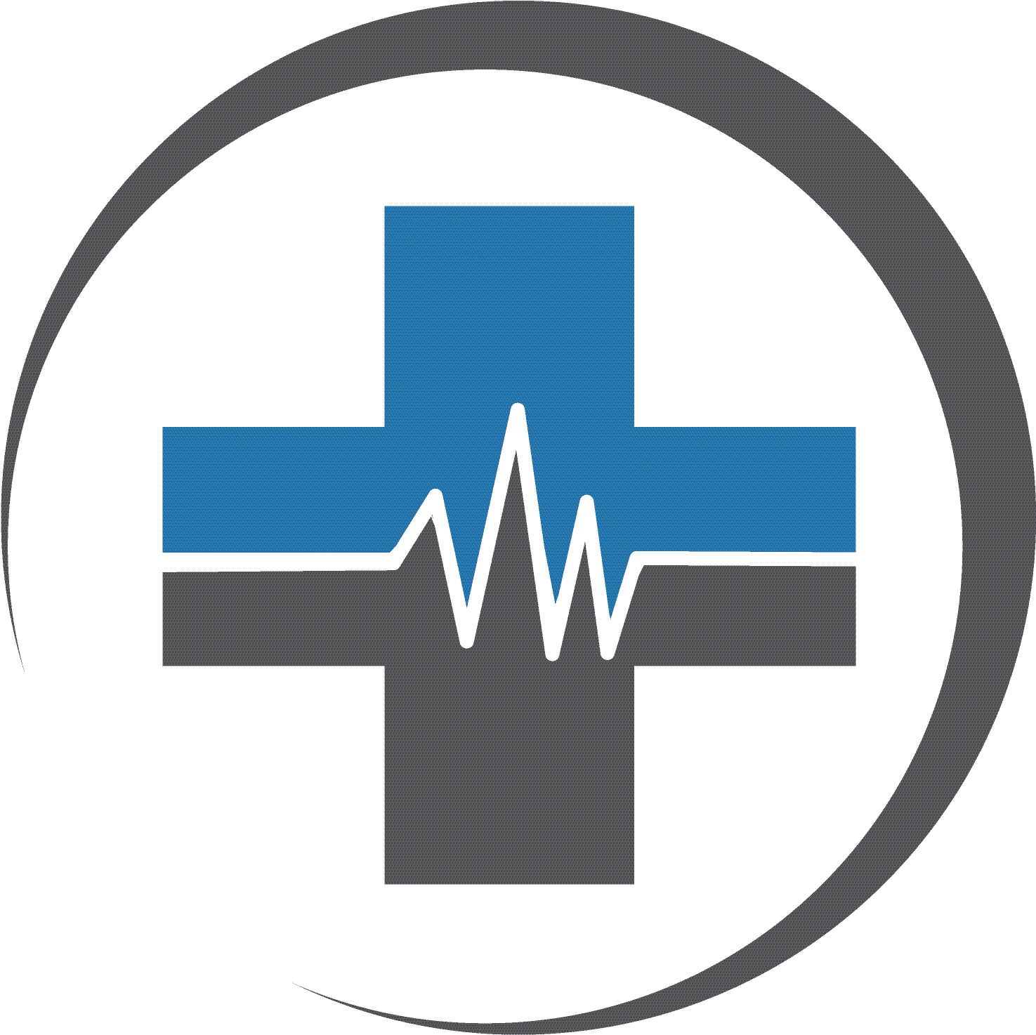 Modern Medical Healthcare Cross Symbol with Heartbeat Pulse Clipart Design