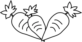 Monochrome Rustic Carrot Clipart with Delicate Leaf Embellishments
