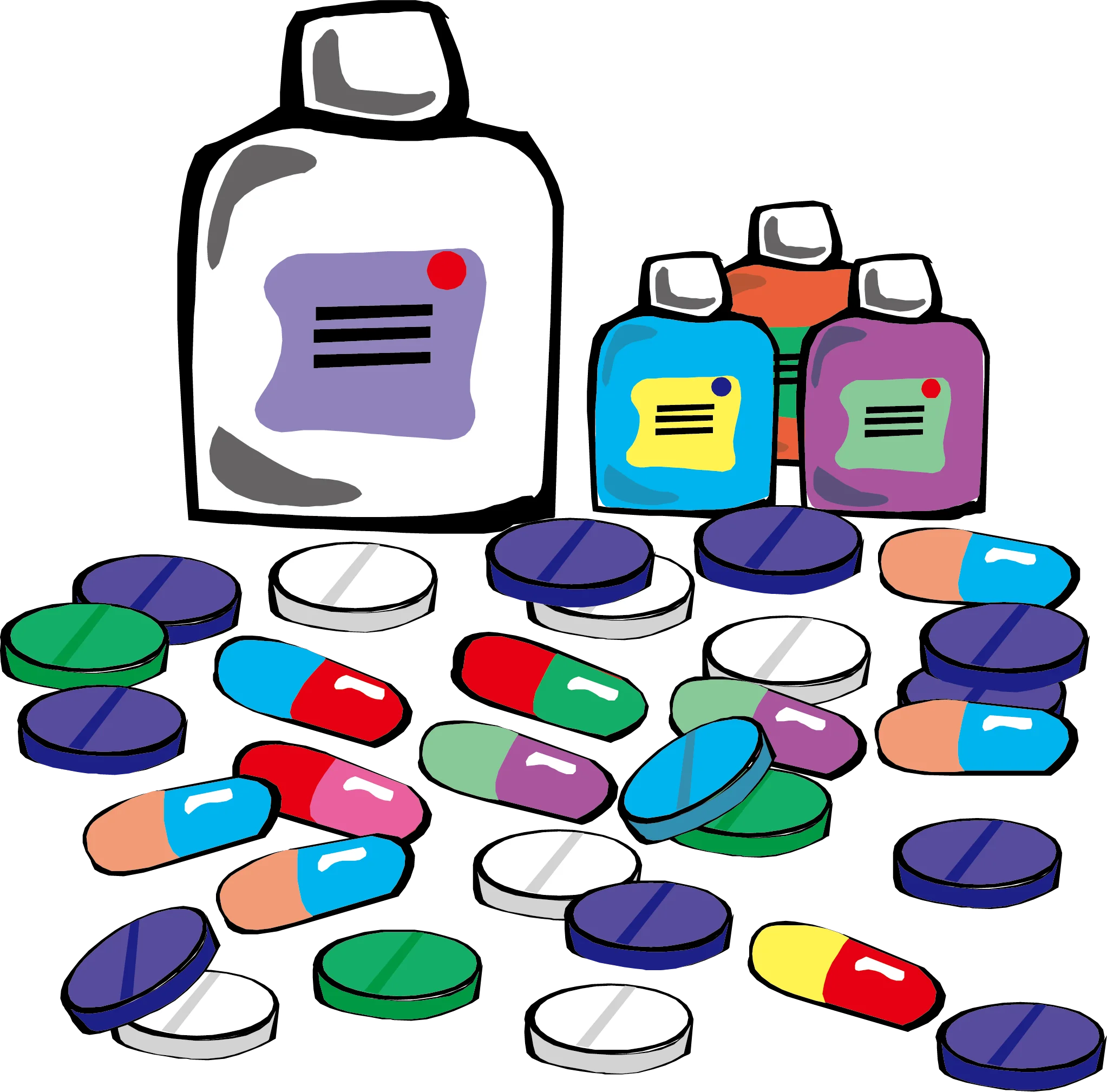 Pharmaceutical Assortment: A Colorful Medical Clipart Illustration of Medication Diversity