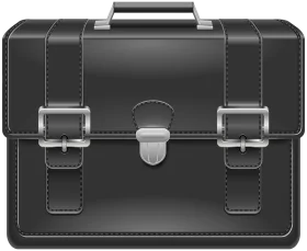 Professional Black Leather Executive Briefcase Clipart with Metallic Accents