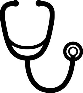 Professional Medical Diagnostic Stethoscope Simple Black and White Clipart Design