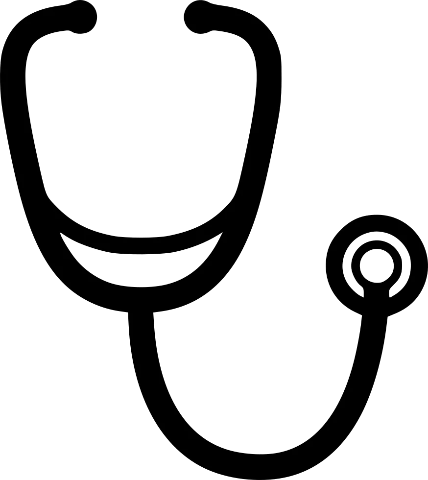 Professional Medical Diagnostic Stethoscope Simple Black and White Clipart Design