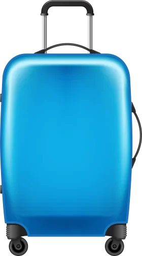 Sleek Azure Hard-Shell Wheeled Suitcase Clipart for Modern Travelers