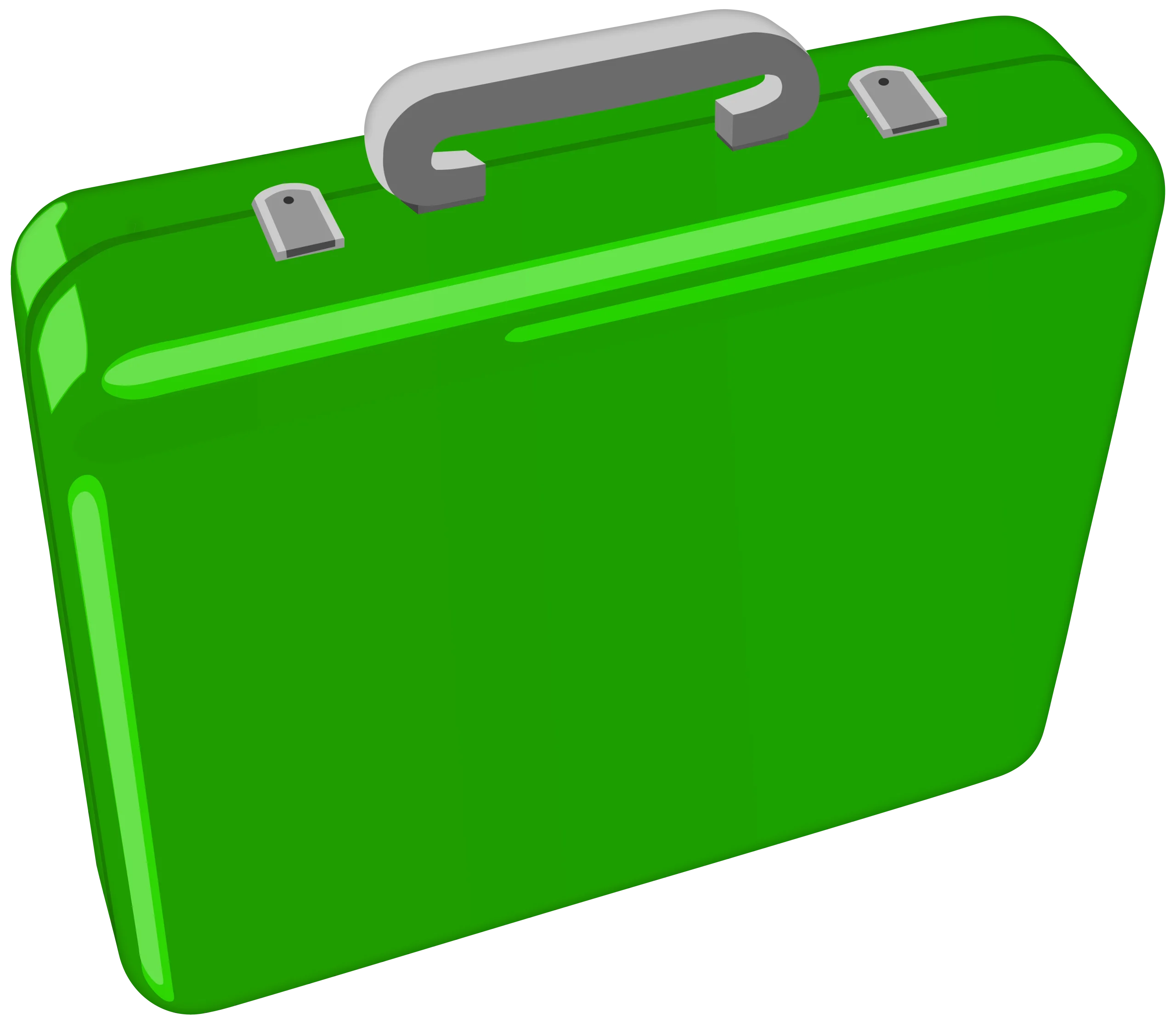 Sleek Lime Green Hard-Shell Briefcase Clipart Design for Professional Graphics