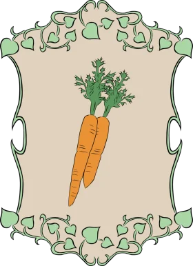 Vintage Botanical Carrot Clipart with Elegant Heart-Shaped Ornamental Border