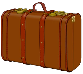 Vintage Brown Leather Classic Suitcase Travel Luggage Clipart Illustration