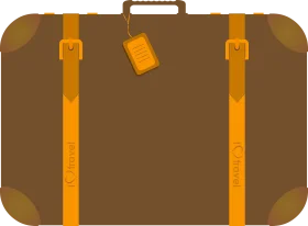 Vintage Brown Leather Suitcase with Straps Retro Travel Clipart Illustration