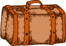 Vintage Leather Travel Suitcase Clipart - Rustic Expedition Luggage Illustration