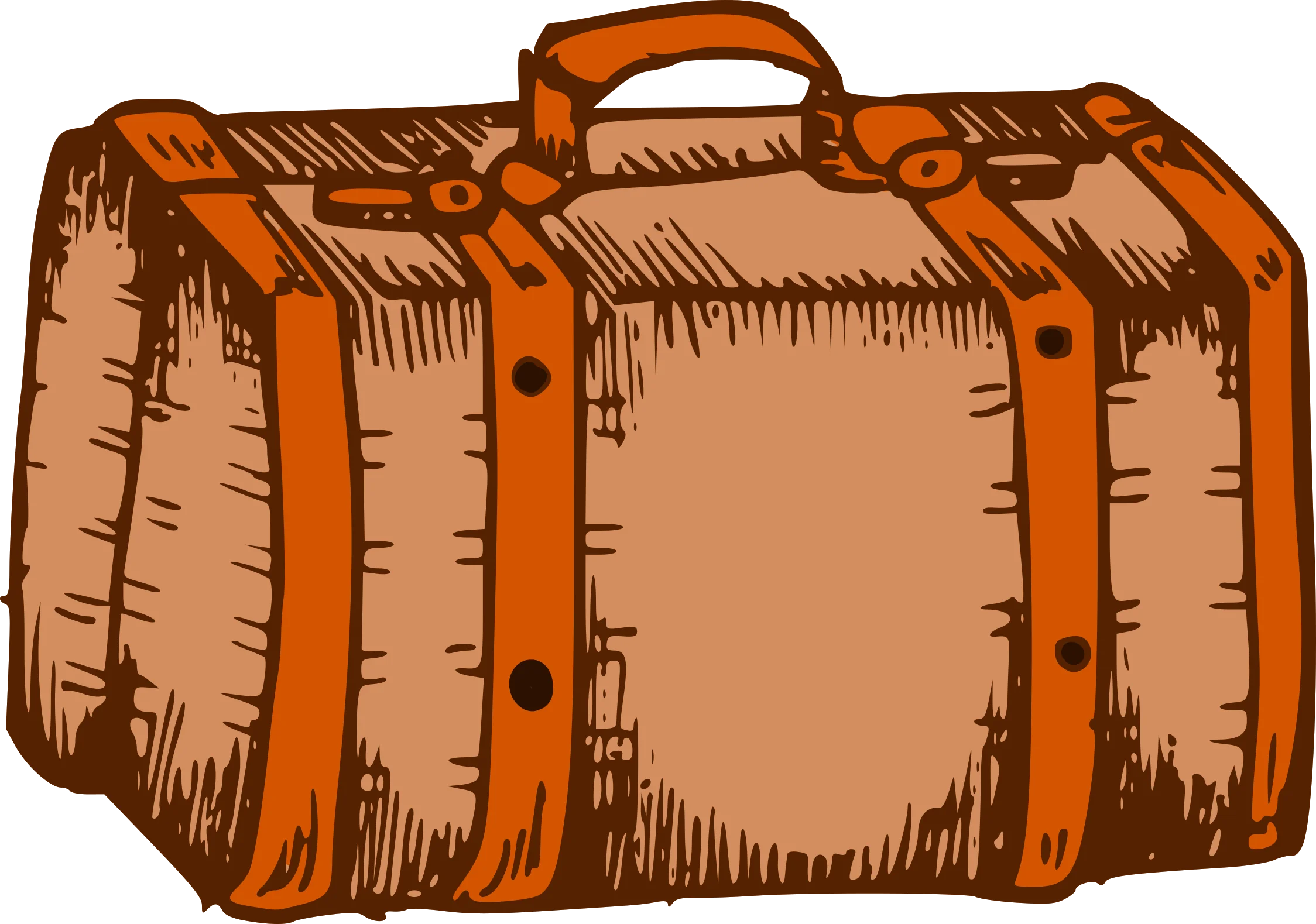 Vintage Leather Travel Suitcase Clipart - Rustic Expedition Luggage Illustration