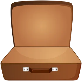 Vintage Open Brown Leather Suitcase Clipart Illustration for Travel Design