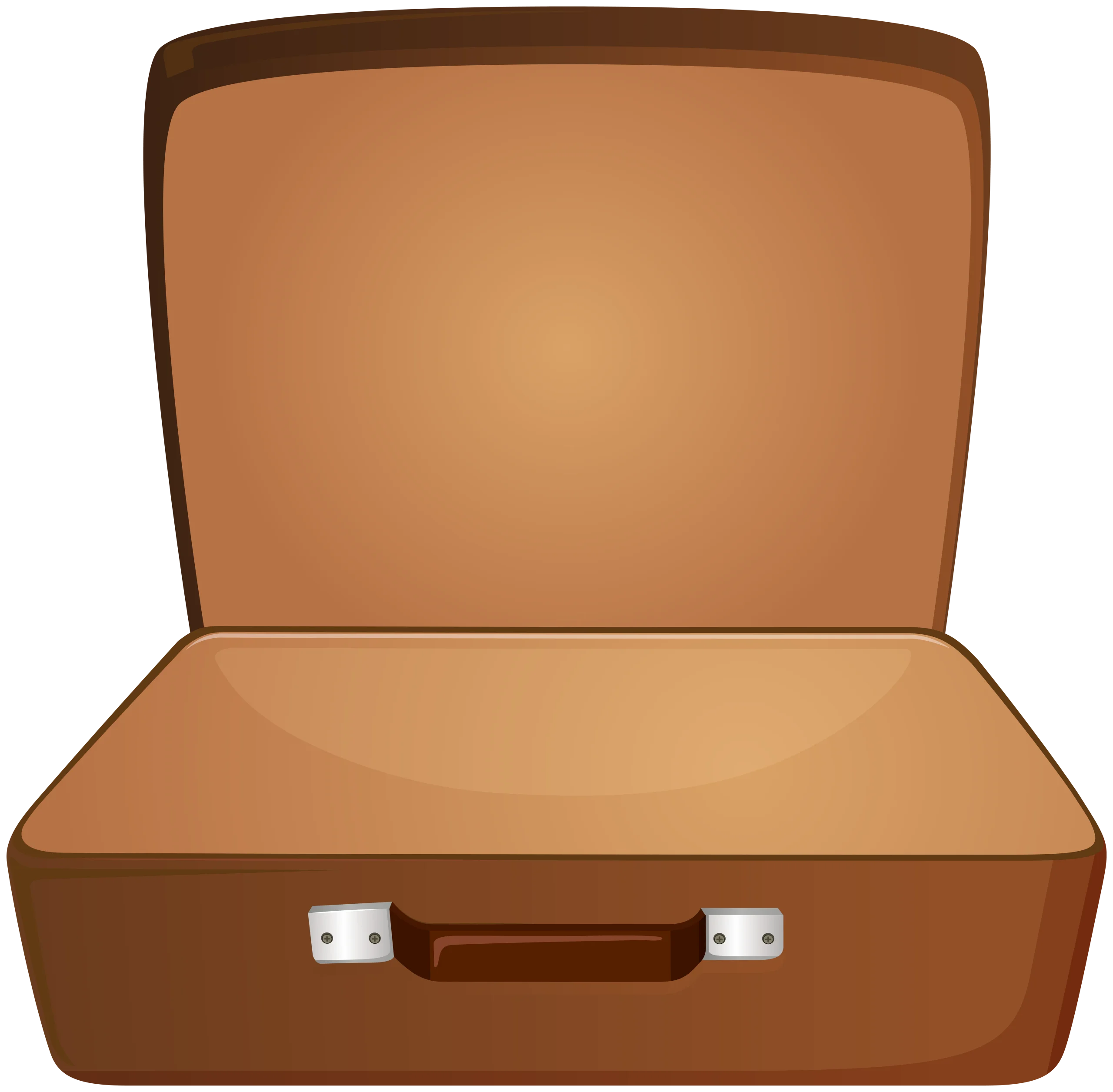 Vintage Open Brown Leather Suitcase Clipart Illustration for Travel Design