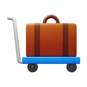 Vintage Suitcase on Wheeled Platform Luggage Clipart Illustration