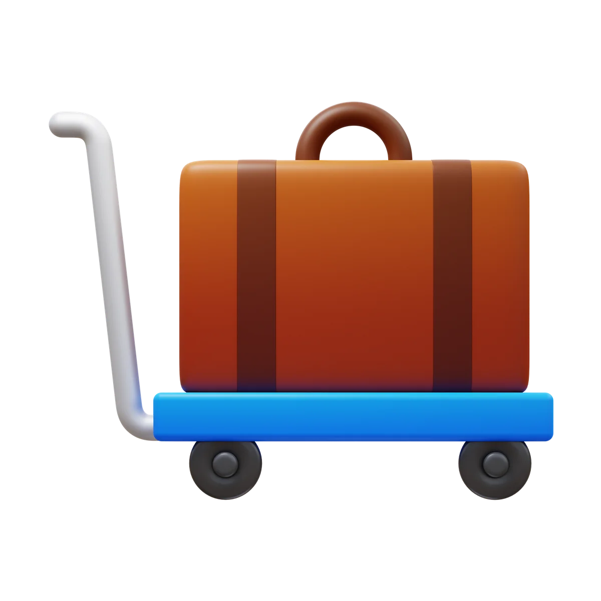 Vintage Suitcase on Wheeled Platform Luggage Clipart Illustration