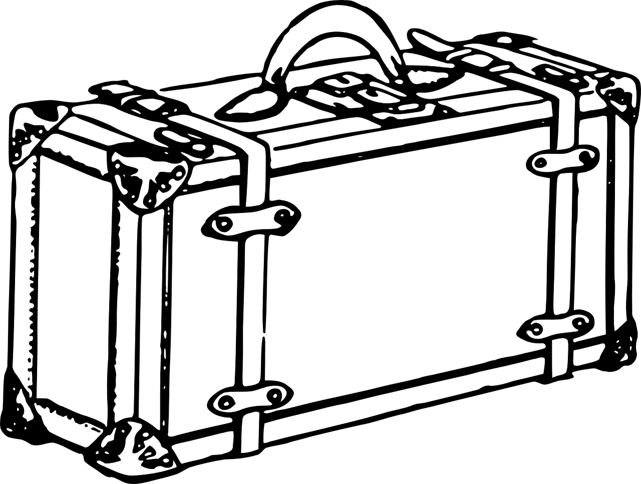 Vintage Traveling Suitcase Clipart Illustration - Classic Luggage Sketch Design