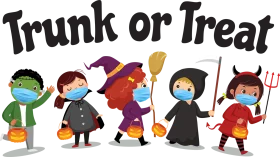 Adorable Kids in Halloween Costumes Trunk or Treat Clipart Collection