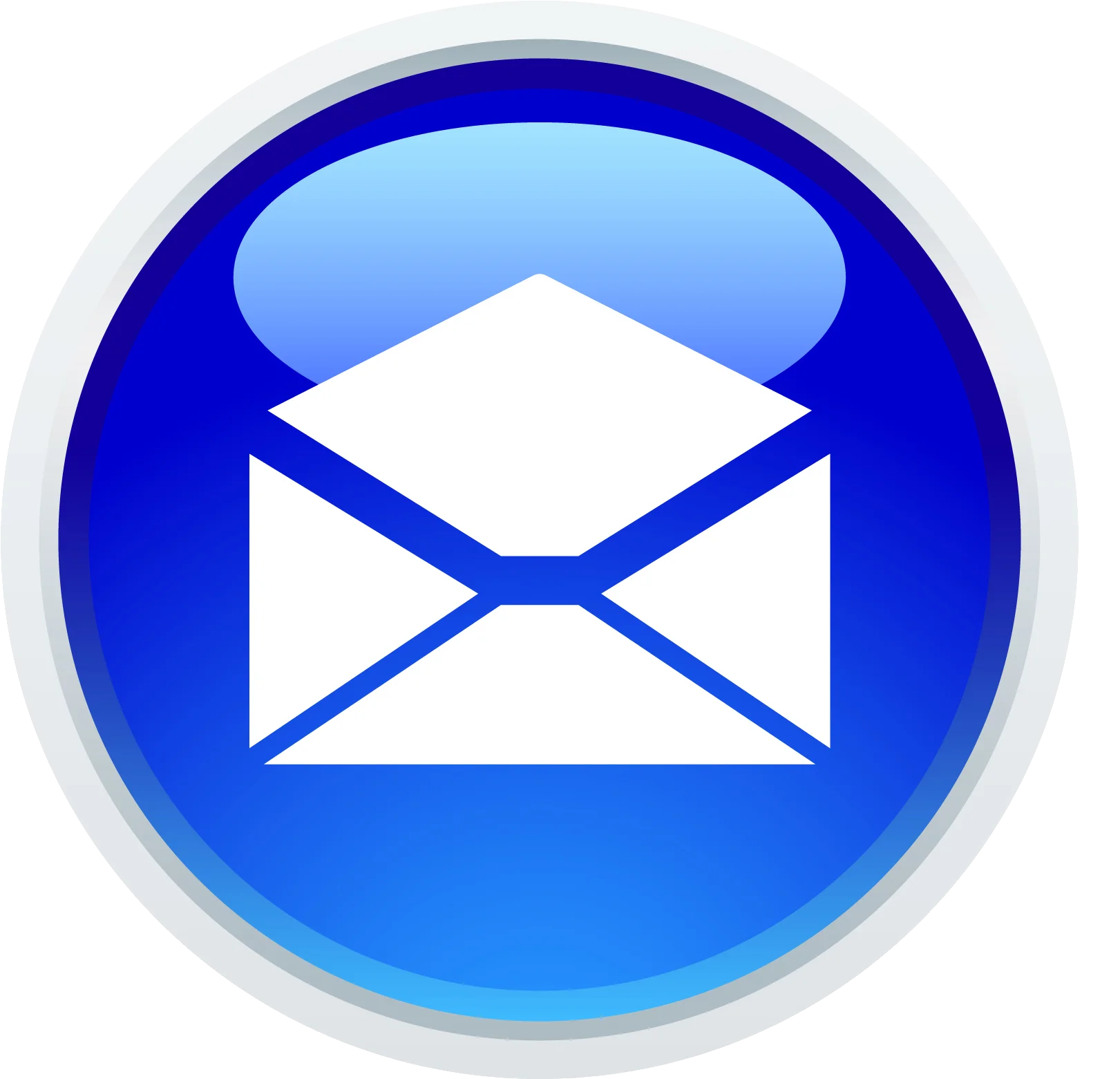 Blue Circular Email Envelope Clipart Icon with Glossy Modern Design