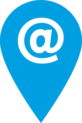 Blue Location Pin Clipart Featuring Email Symbol for Digital Communication
