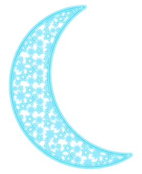 Celestial Blue Crescent Moon Sparkly Stars Elegant Decorative Clipart Design