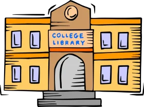 Charming Cartoon College Library Building Clipart Illustration