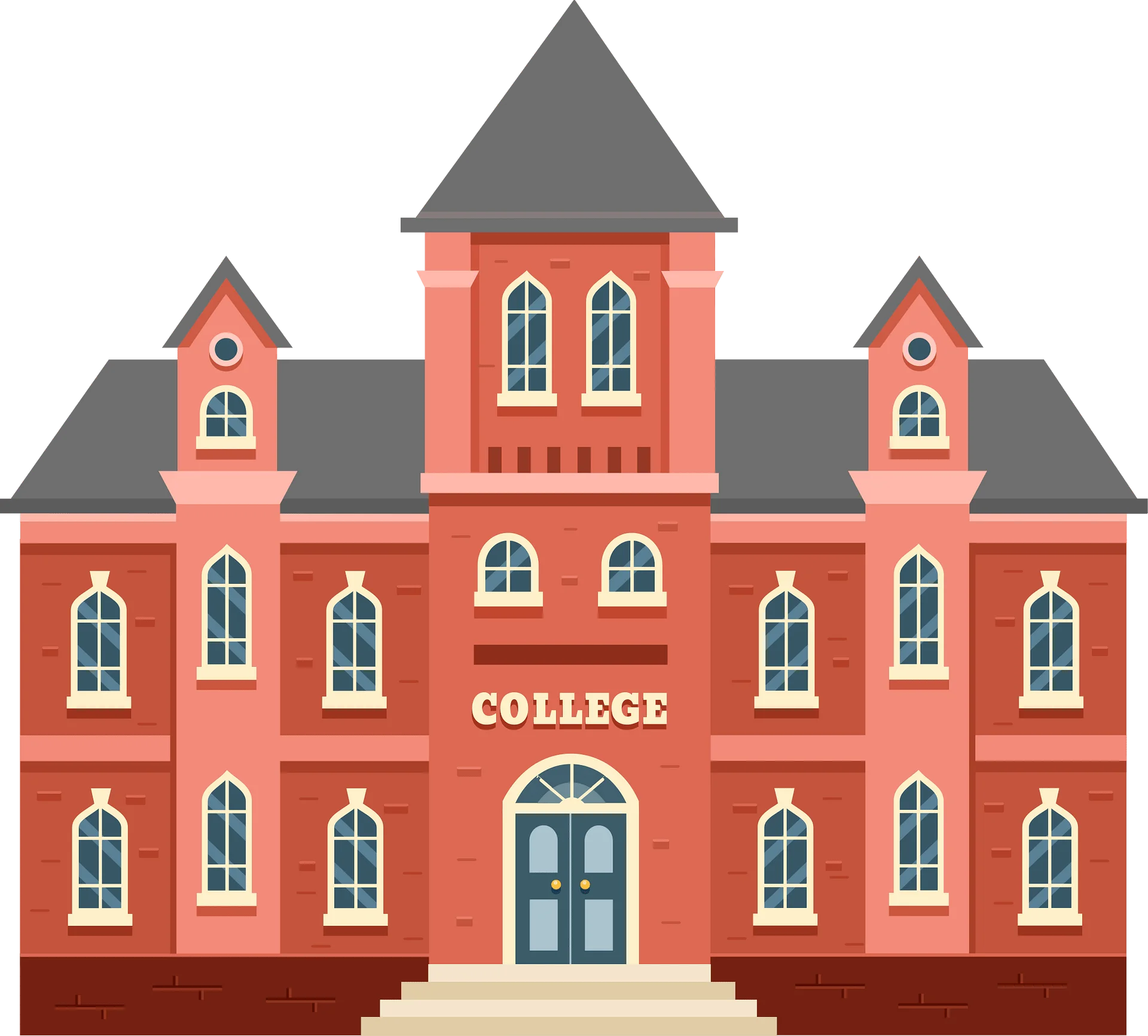 Classic Academic Building Illustration: A Charming Collegiate Clipart Design