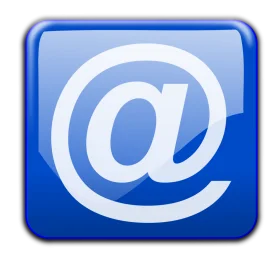 Classic Blue Email Symbol Clipart Icon with Glossy Rounded Square Design