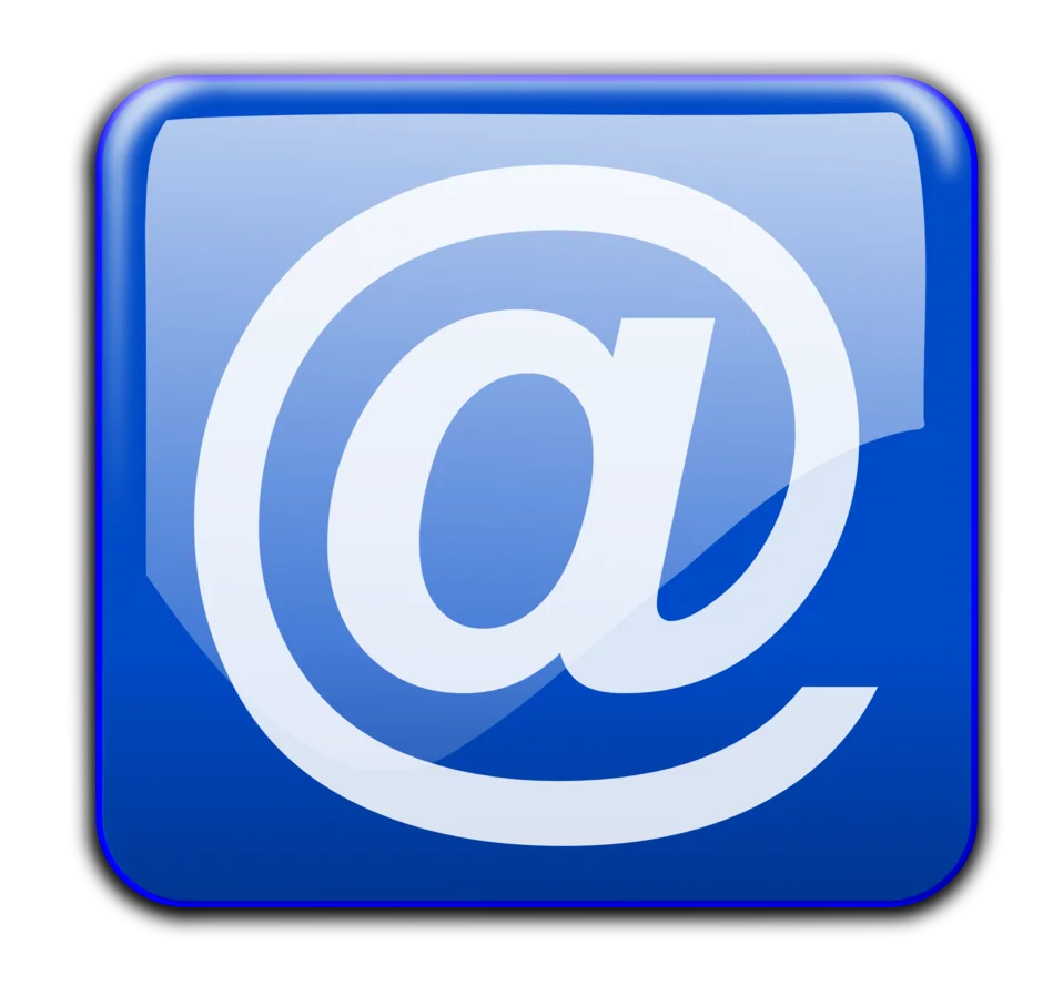 Classic Blue Email Symbol Clipart Icon with Glossy Rounded Square Design