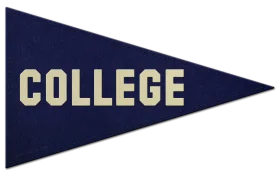 Classic Navy Blue College Pennant Clipart Design with Golden Lettering