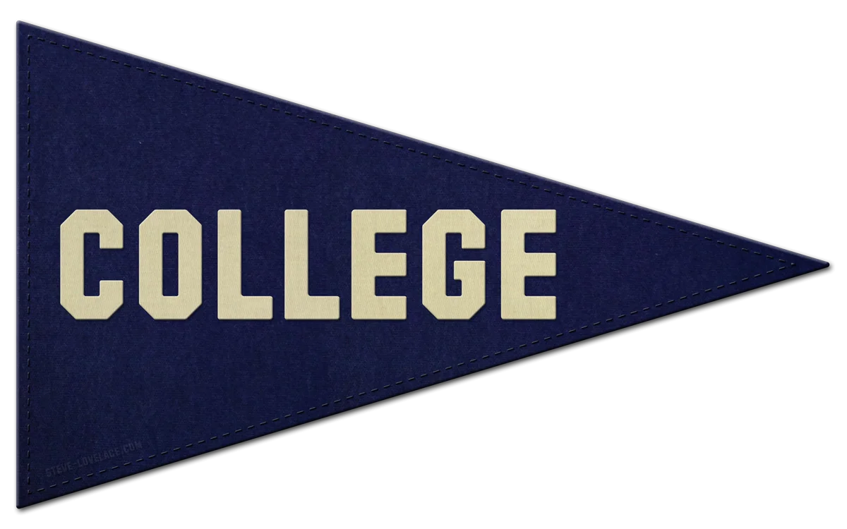 Classic Navy Blue College Pennant Clipart Design with Golden Lettering