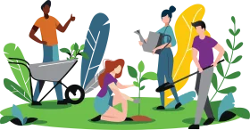 Community Garden Collaboration Clipart: Growing Together in Harmony