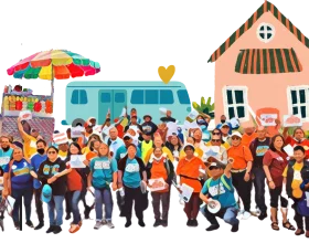 Community Gathering: A Colorful Celebration of Neighborhood Unity and Togetherness Clipart