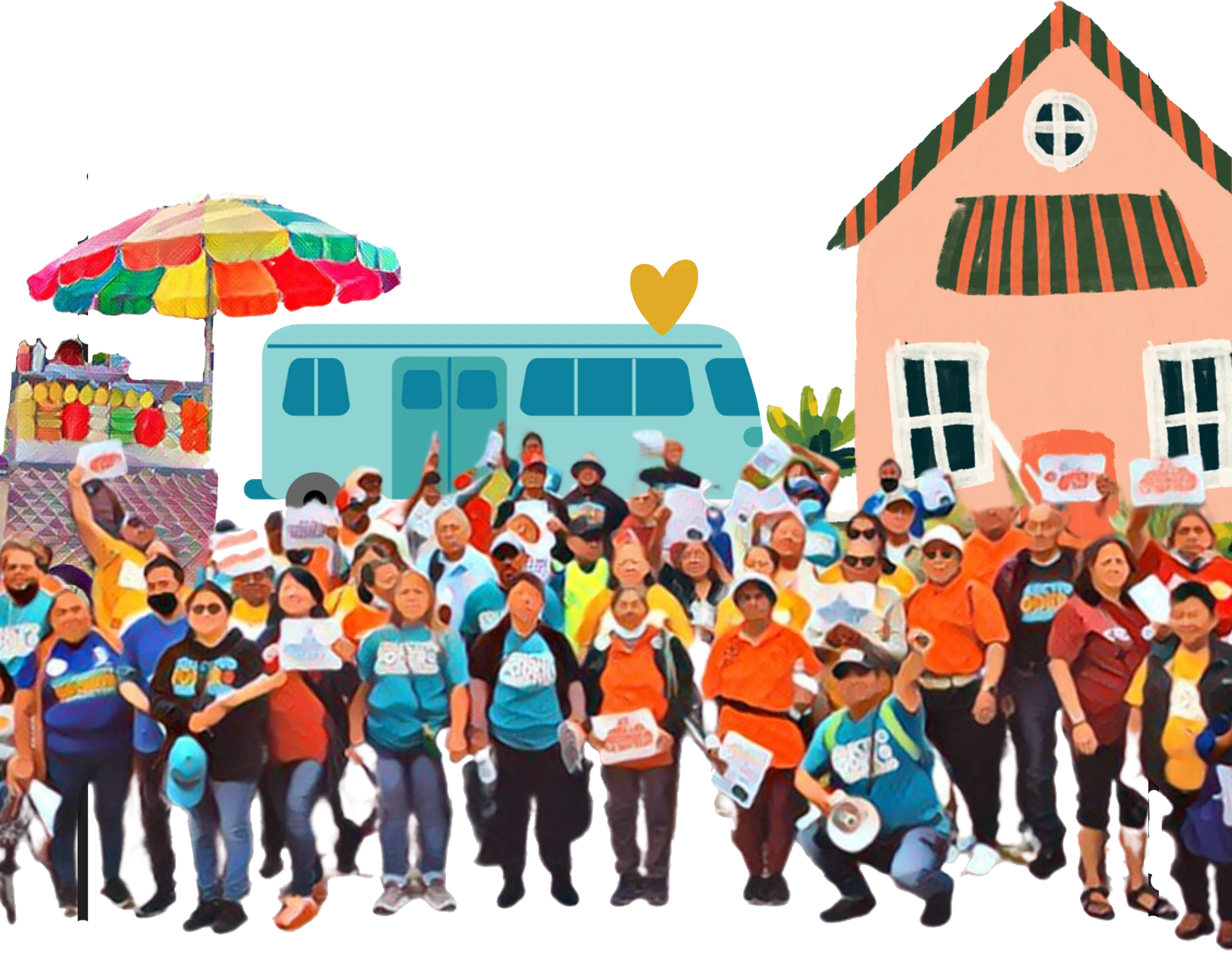 Community Gathering: A Colorful Celebration of Neighborhood Unity and Togetherness Clipart