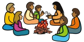 Community Gathering Around Campfire Clipart: Sharing Warmth and Stories