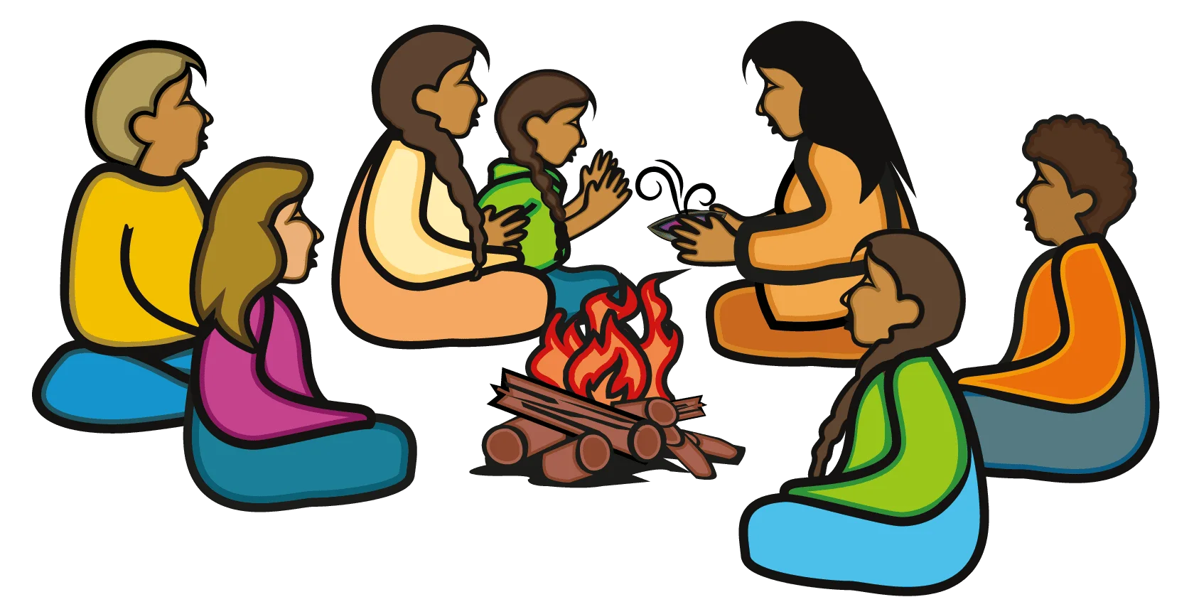 Community Gathering Around Campfire Clipart: Sharing Warmth and Stories